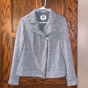 Old Navy Marbled Gray Large Moto Jacket for Women